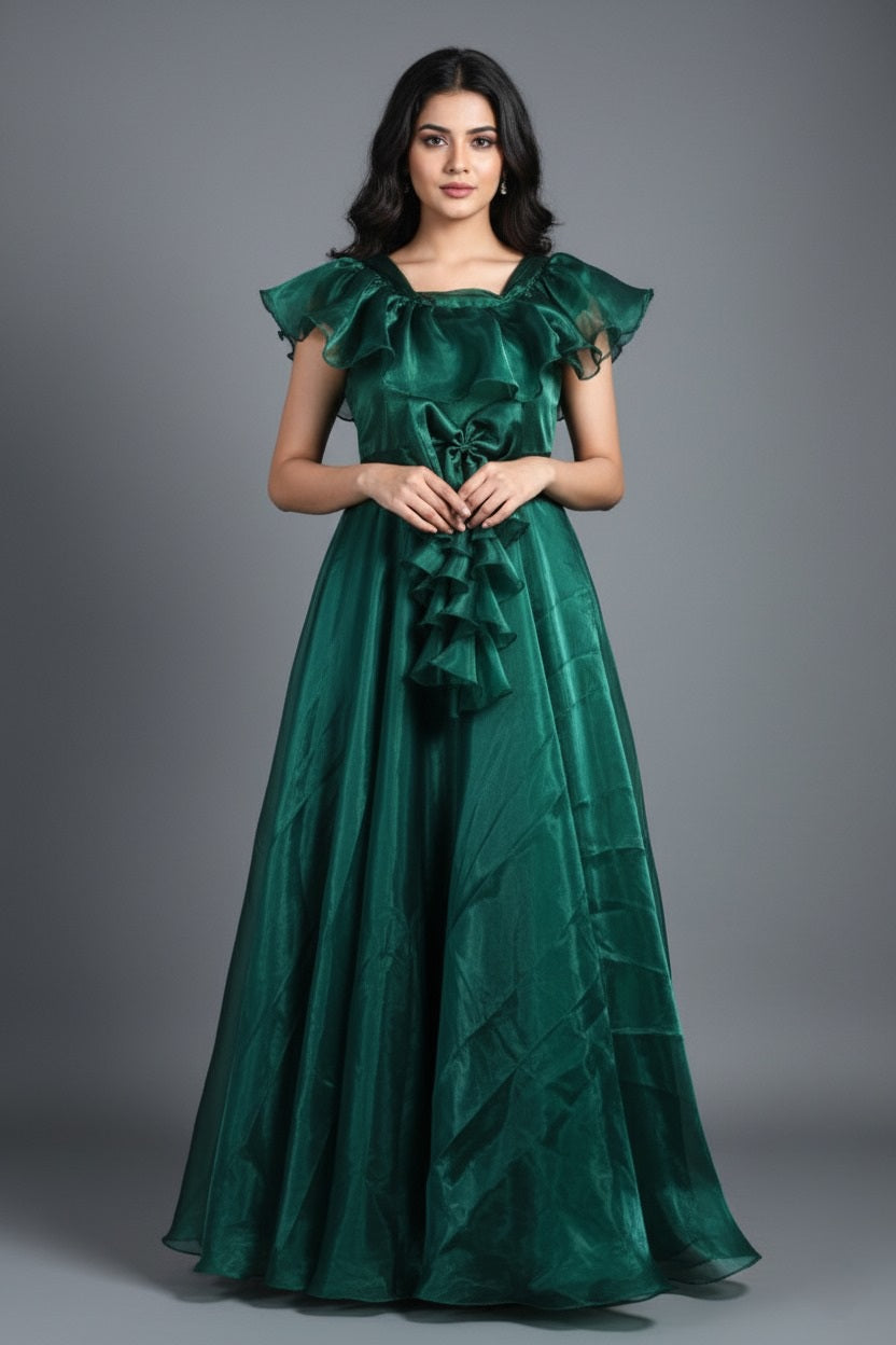 The Emerald Ruffle Gown