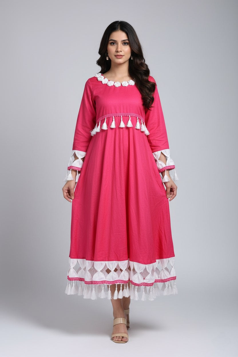 The Fuchsia Tassel Delight Dress
